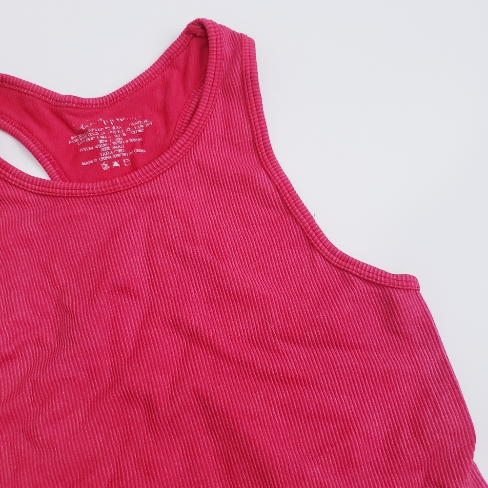 Free People Ribbed Cropped Boho Racerback Tank Top - Picture 2 of 7